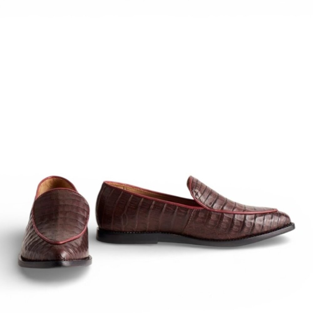Lucchese Karmen loafers made from caiman leather chocolate 9 - Picture 1 of 11